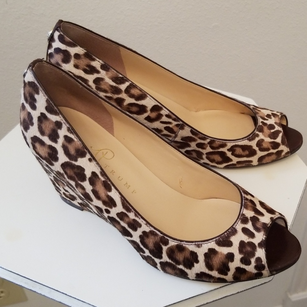 Ivanka Trump Cheetah leather wedges